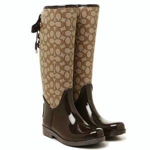 Coach Tristi Signature tan rain boots size 8